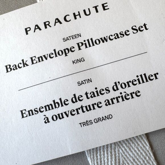 Parachute Sateen Cotton Back Envelope Pillowcase Standard Set in Grey NEW - Picture 3 of 7